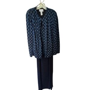 Davids Bridal Navy Blue Glitter Knit Dress and Jacket Set Plus Size 22W Formal